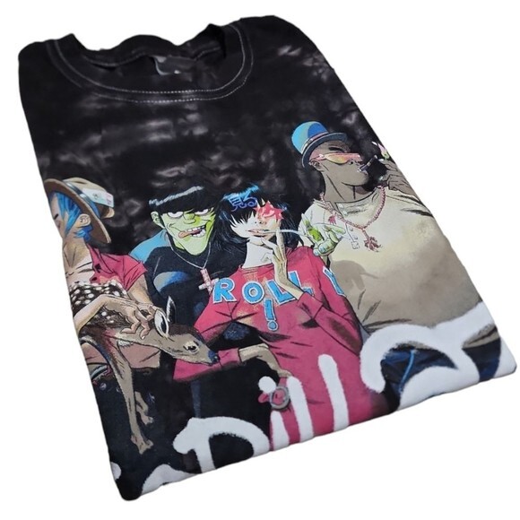 Gorillaz Unisex Tie Dye Band Tee Black‎ Acid Wash M - Picture 4 of 8